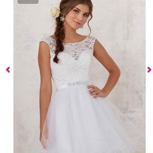 Morilee White bedazzled cocktail prom/hoco dress